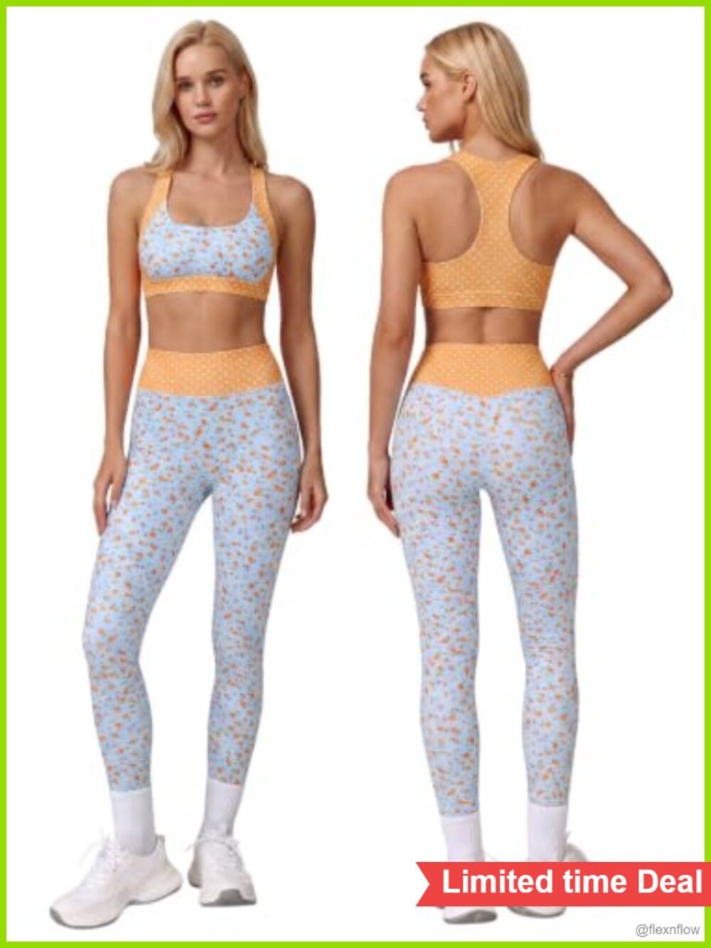 Womens 2 Piece Workout Set Racerback Sports Bra Leggings Yoga Gym
